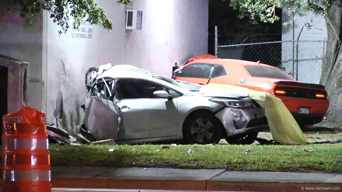 Two cars crash into NW Miami-Dade church, causing damage
