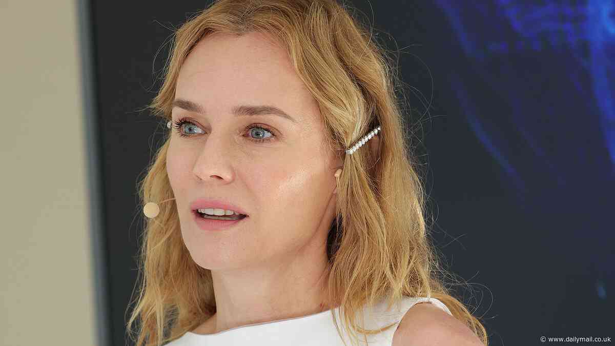 Diane Kruger looks stylish in a white minidress as she speaks at the Human Prize event during Cannes Film Festival