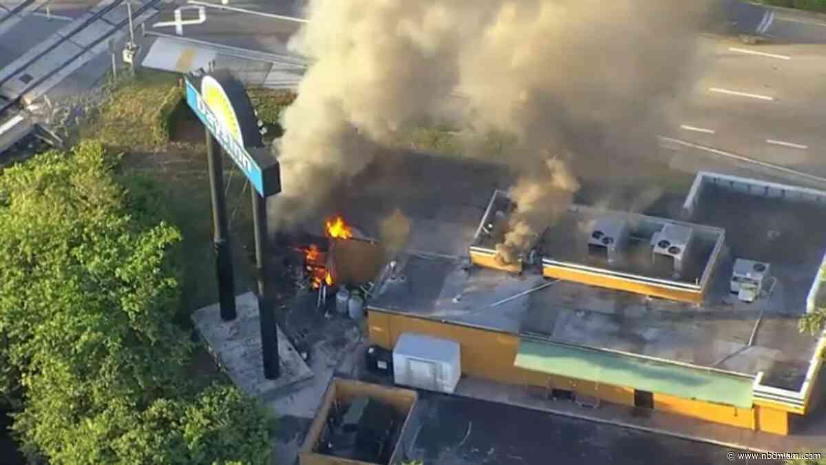 Crews battle large fire at Oakland Park restaurant next to hotel
