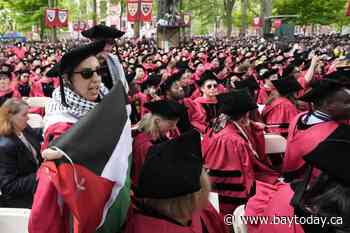 Group of graduates walk out of Harvard commencement chanting 'Free, free Palestine'