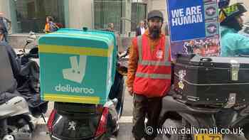 Deliveroo drivers demonstrate outside firm's AGM and hold motorcade protest through central London over 'soul-destroying' working conditions