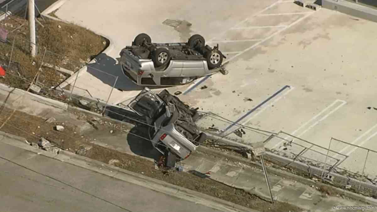 1 person killed, 1 critical after 2 vehicles flip in rollover crash in North Miami