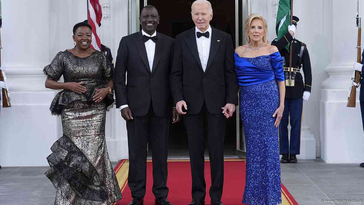 Joe and Jill Biden welcome Kenya's president and wife to state dinner with Don McClean, 78, and his MUCH younger girlfriend, Sean Penn and a solo Hunter's wife on the red carpet