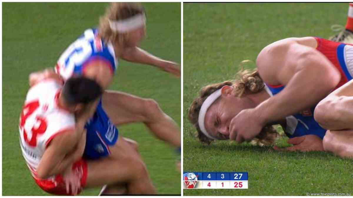 ‘We’re not the NRL’: Debate erupts over ugly hip drop as brutal injury exposes big umpire flaw