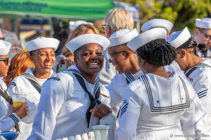 San Pedro kicks off LA Fleet Week with music, dancing and visiting sailors in white