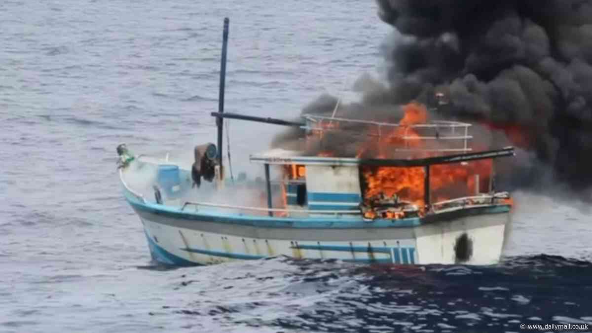 Border Force sends chilling warning to people smugglers by TORCHING dozens of illegal Indonesian boats