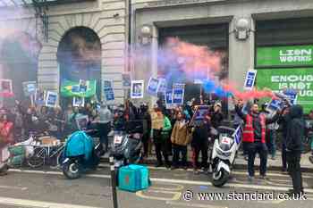 Deliveroo drivers hold motorcade protest through central London against 'soul destroying' working conditions