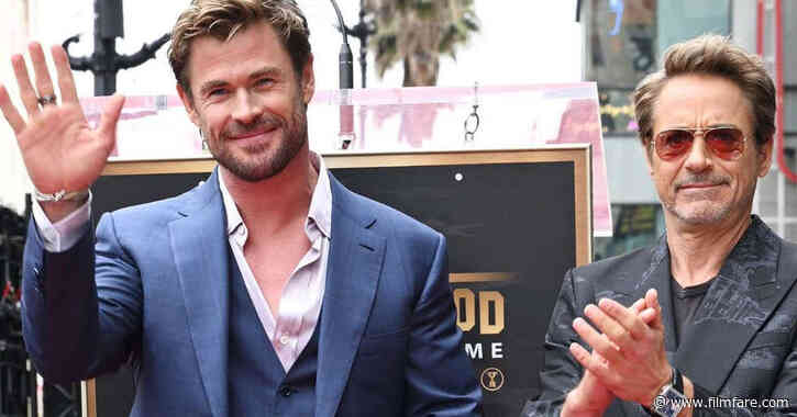 Chris Hemsworth bags the Walk of fame title Robert Downey Jr reacts