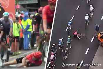 VIDEO. Geraint Thomas komt door eigen fout knullig ten val in Giro, maar kruipt snel weer op de fiets