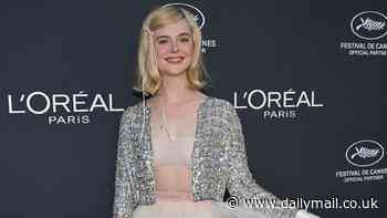 Elle Fanning dazzles in a sparkling silver and pink gown as she joins Helen Mirren and Viola Davis at L'Oréal party during Cannes Film Festival
