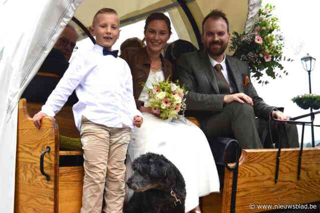 Schepen voert bruid, familie én hondje zelf met huifkar richting kerk