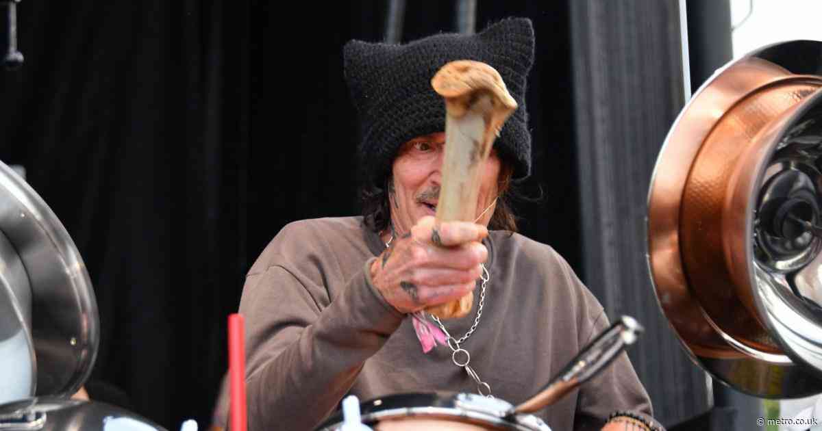 80s music star lives up to rock ‘n’ roll past playing drums with lamb bones