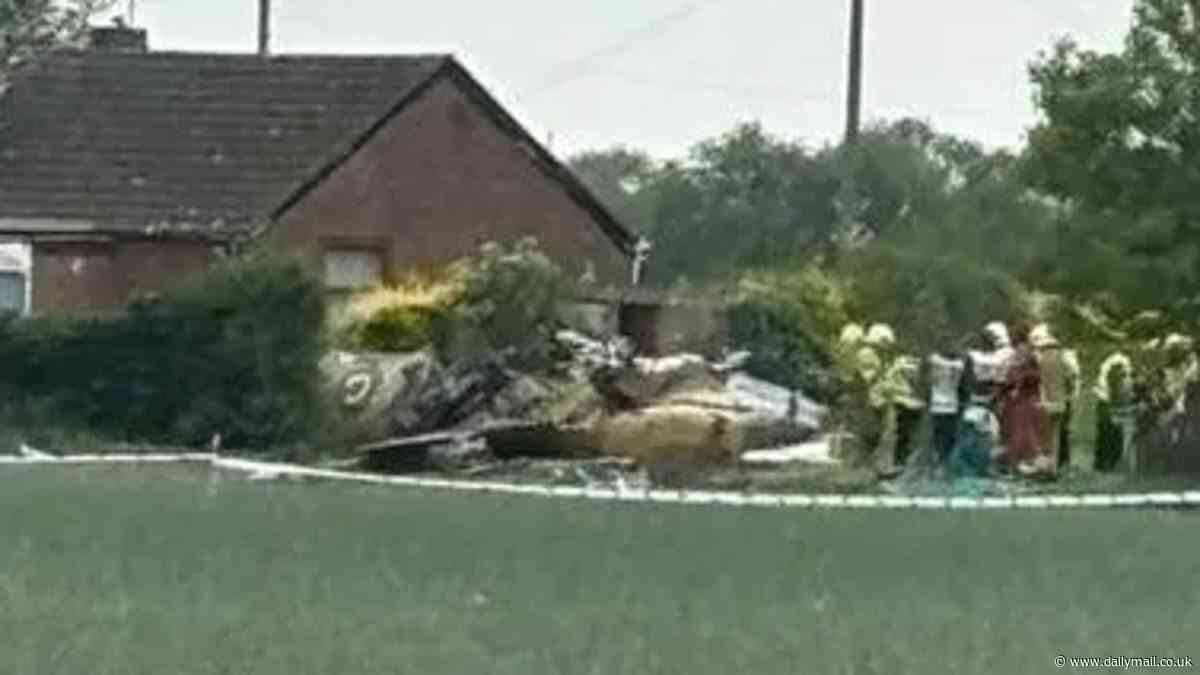 Spitfire CRASHES in a field during Battle of Britain event at RAF Coningsby: Rescue helicopter is despatched after WW2 aircraft plunged to Earth