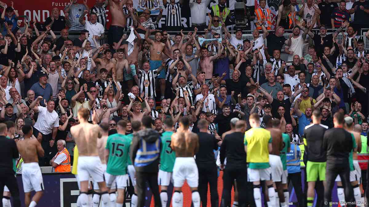 Newcastle fans are hilariously mocked as video of them singing 'Europe again' goes viral - after Man United's FA Cup final win guarantees Europa League football at Magpies' expense