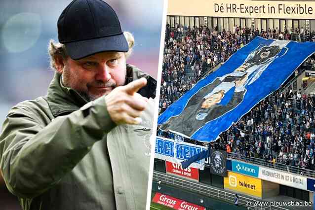 AA Gent-fans nemen afscheid van Hein Vanhaezebrouck met passende tifo tijdens laatste match voor eigen publiek