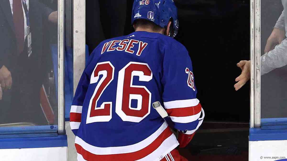 Rangers' Vesey week-to-week after hit in Game 2