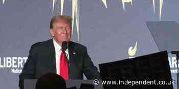 Boos and cheers as Trump addresses a rowdy, skeptical crowd of Libertarians