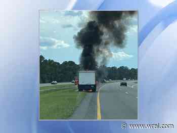 Truck catches fire on highway in Leland, fire department says