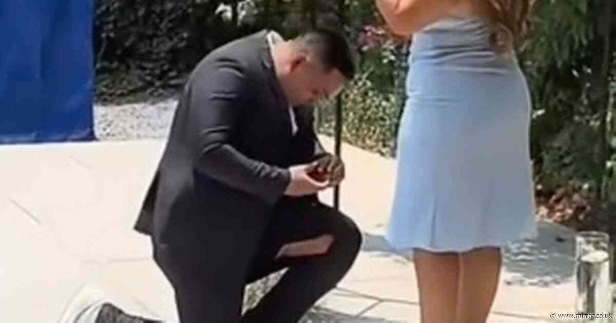 Awkward moment man gets down on one knee to pop question - but the worst happens