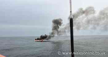 Dramatic rescue after yacht bursts into flames off Welsh coast