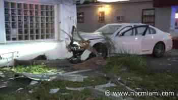 BMW slams into business after crash with pickup truck in Oakland Park