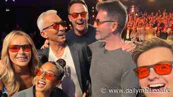 Britain's Got Talent judges Amanda Holden, Bruno Tonioli and Alesha Dixon are 'friendship goals' as they wear Simon Cowell's infamous red glasses for a selfie