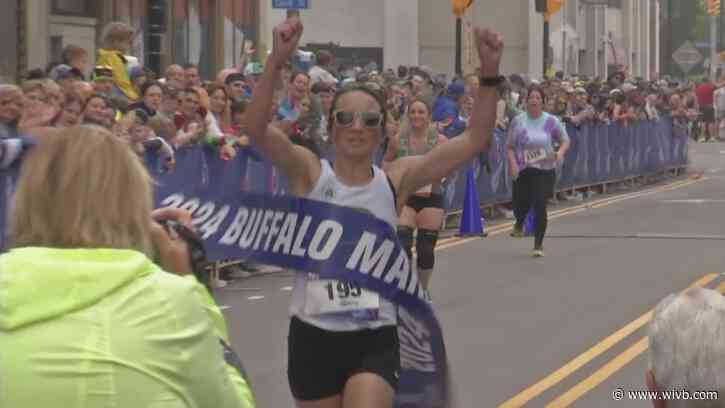 Thousands of runners enjoy nice weather during Buffalo marathon, Amherst teacher places first for women's race