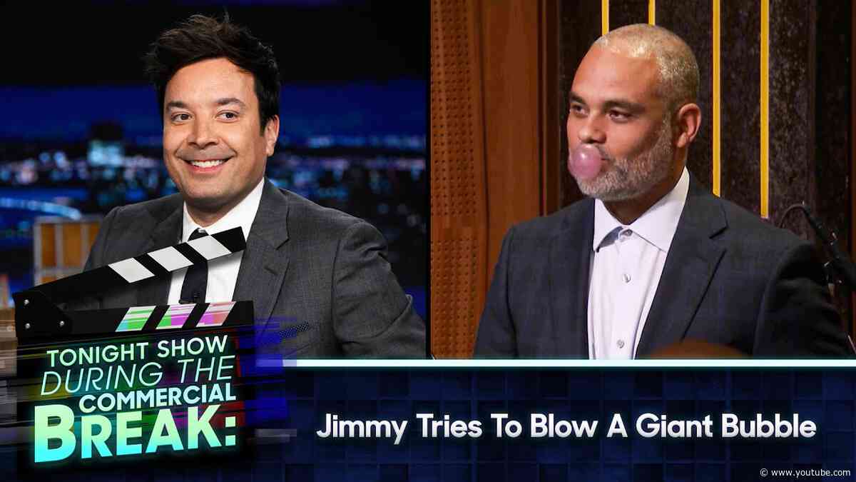 During Commercial Break Jimmy Tries to Blow a Giant Bubble with The Roots’ Kamal Gray | Tonight Show