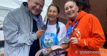 Indigenous running team brings moccasins and ribbon skirts to the Calgary Marathon