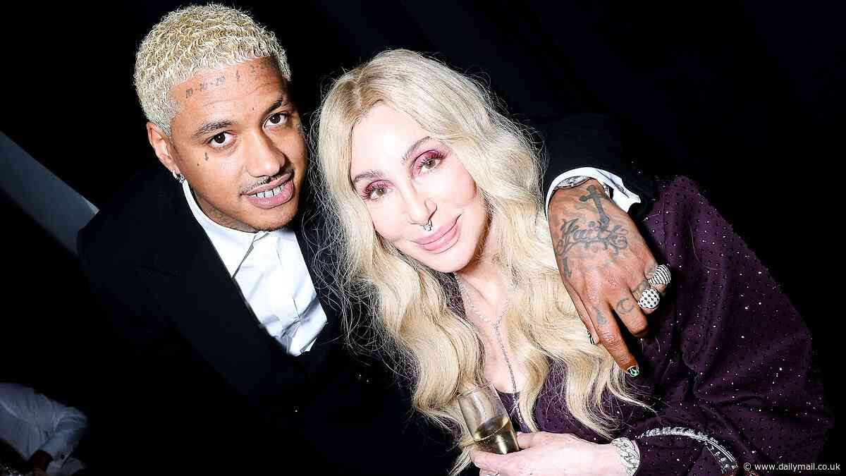 Cher, 78, and Alexander 'AE' Edwards, 38, appear in great spirits after helicopter ride from Monaco to St. Tropez... in wake of his brawl with Travis Scott at Cannes party