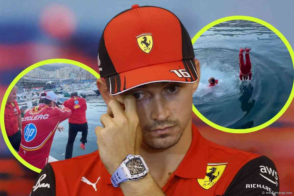 Ferrari Driver Charles Leclerc Dives Headfirst Into Monaco’s Port Hercules Wearing $300,000 Richard Mille