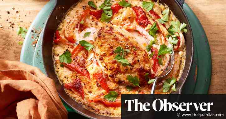 Chicken with red pepper and smoky parmesan cream recipe by Paul Flynn