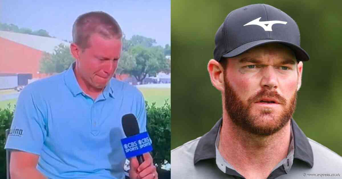 Peter Malnati breaks down in tears while speaking to Amanda Balionis about Grayson Murray