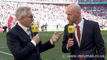 Gary Lineker and Alan Shearer hit back at criticism of their tense FA Cup final interview with Man United manager Erik ten Hag... after putting the Dutchman on the spot about his future just minutes after Wembley triumph