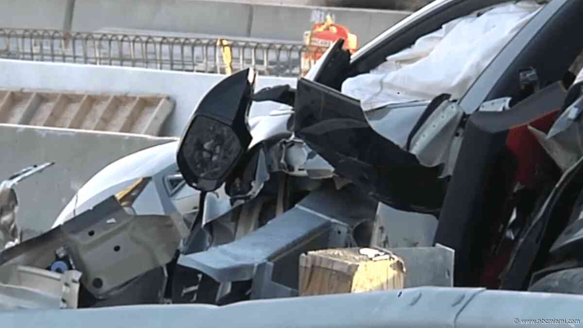 Lamborghini destroyed in crash involving Mustang on I-95 in Broward County
