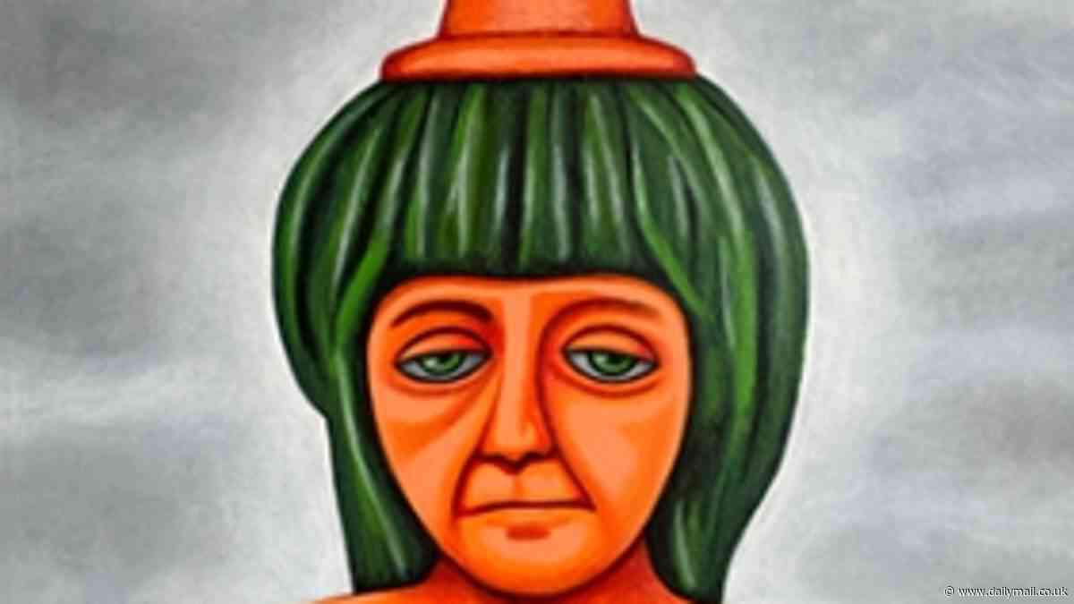 Sad Oompa Loompa from the now-infamous Willy Wonka Chocolate Experience immortalised in painting for a museum of modern art