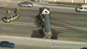 Video shows moment tanker truck rolled over, halted traffic on Turnpike ...