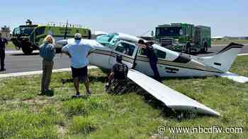 Pilot walks away after gear collapses after landing at Denton Enterprise