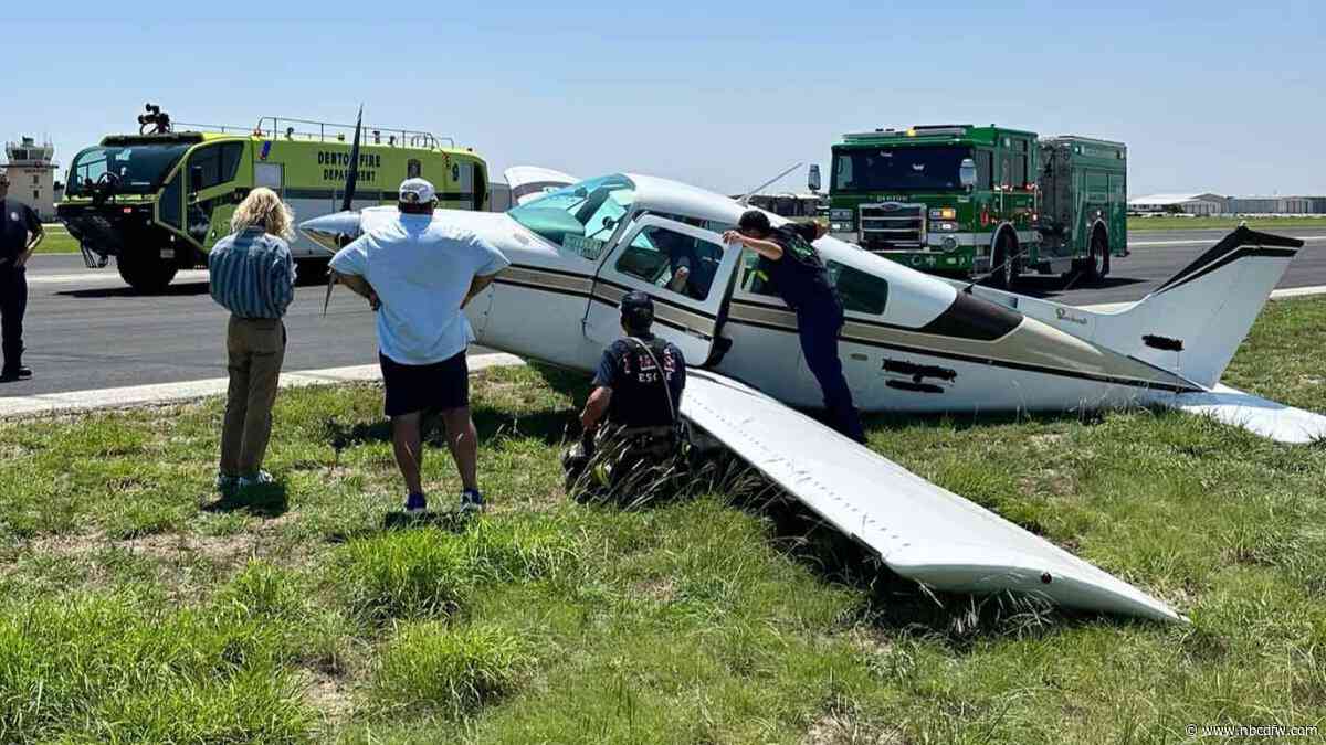 Pilot walks away after gear collapses after landing at Denton Enterprise