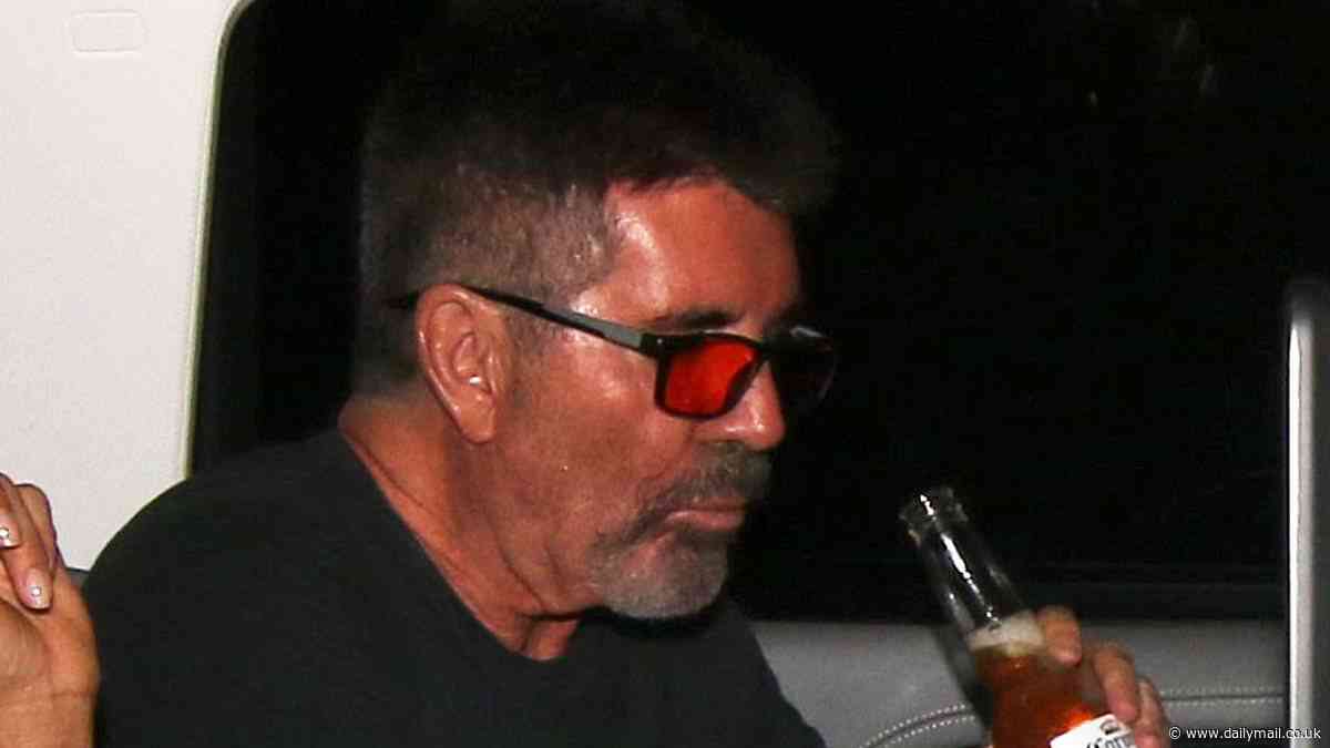 Simon Cowell unwinds with a beer as leads the Britain's Got Talent departures with Lauren Silverman after first live semi-final of the series