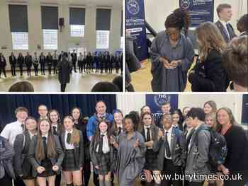 Louise Marshall visits Tottington High School to lead a class