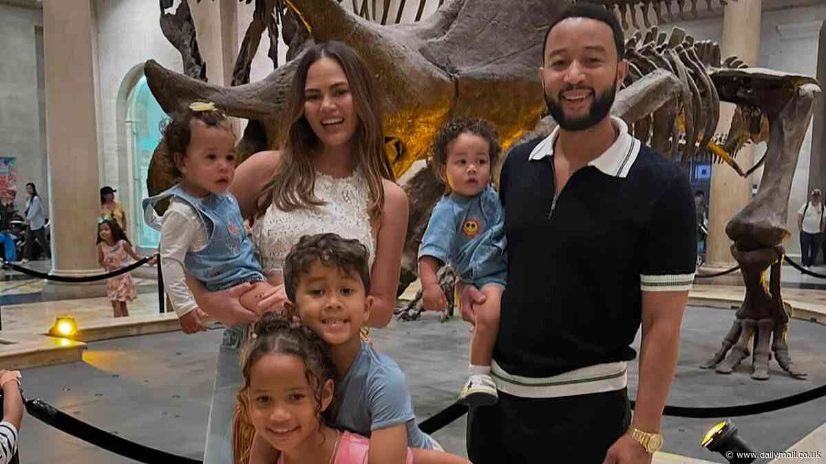 Chrissy Teigen enjoys 'beautiful, chaotic' visit to natural history museum with John Legend and family
