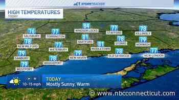 Mostly sunny and warm today, rain possible tomorrow