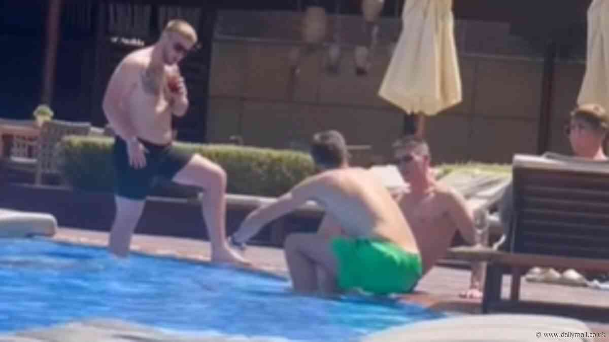 Scott McTominay sparks Scotland fitness concerns ahead of Euro 2024, as Man United star is seen relaxing by a pool in Ibiza with ex-coach Michael Carrick - just days after the Red Devils' FA Cup final win