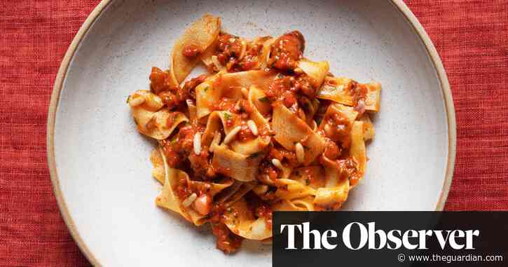 Nigel Slater’s recipe for pappardelle with peppers and pine kernels