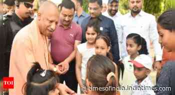 UP CM offers prayers at Gorakhnath Temple, interacts with children