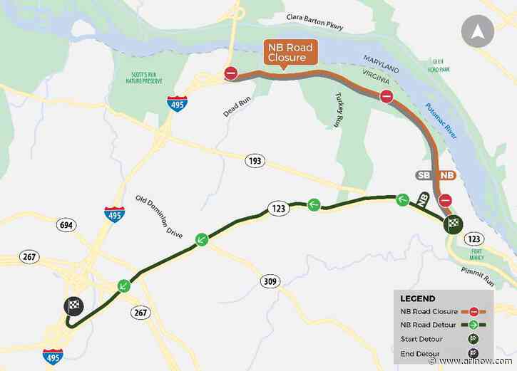 Northbound GW Parkway closure and detour planned this weekend