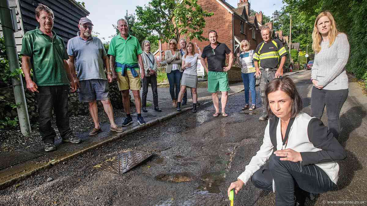 Locals' fury as blocked road drains and constant potholes cause damage to their cars and homes in picturesque Essex village