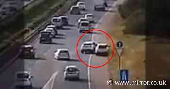 Moment furious driver chases and smashes into British couple on Majorca motorway