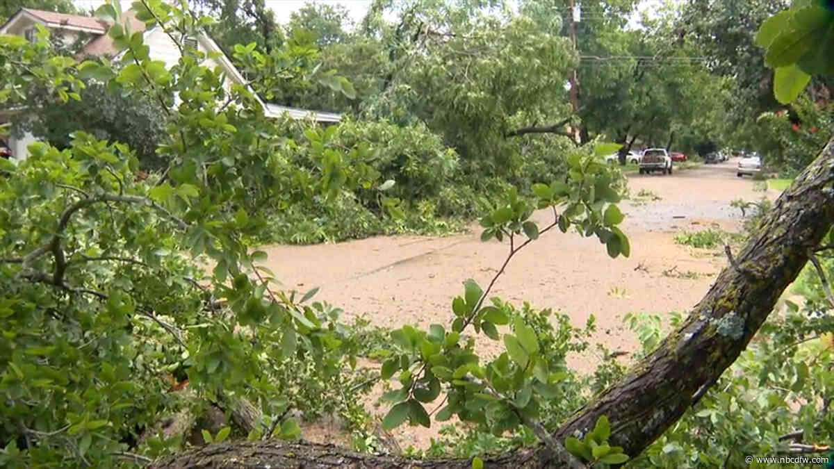 Irving neighbors help one another after fallen trees block roads, land on homes